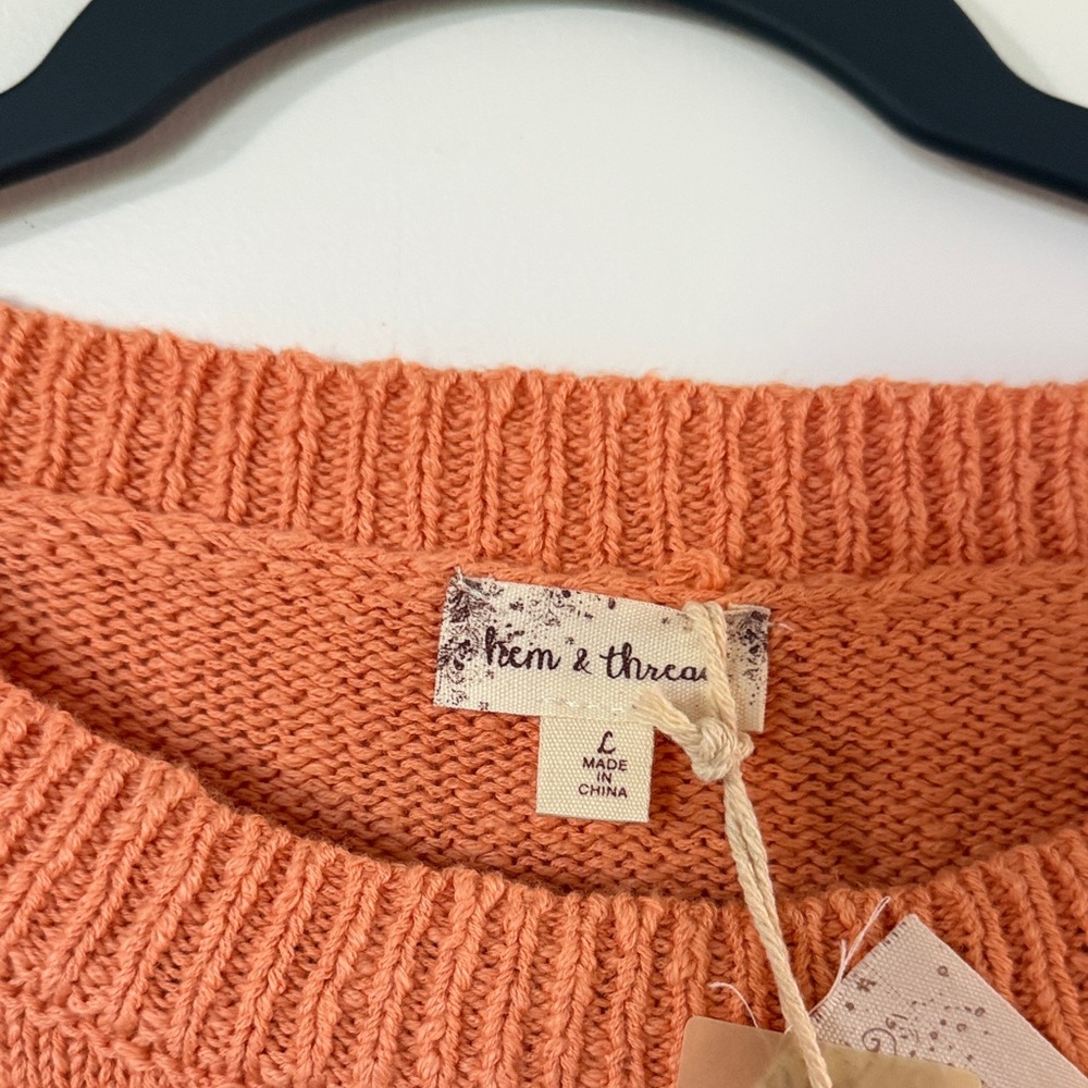 Hem & Thread Apricot Orange Crewneck Sweater - Picture 3 of 10